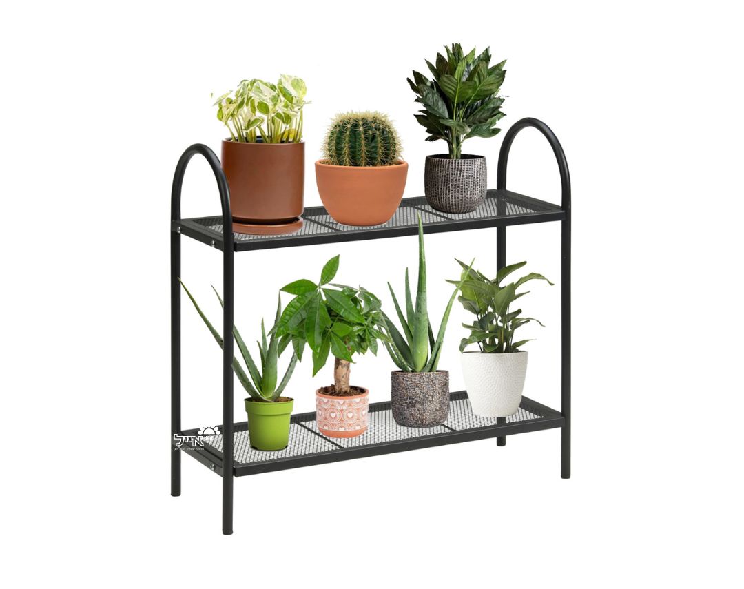 מעמד ברזל לעציצים | 2 קומות | דגם 99001230 | 58X60 | שחור