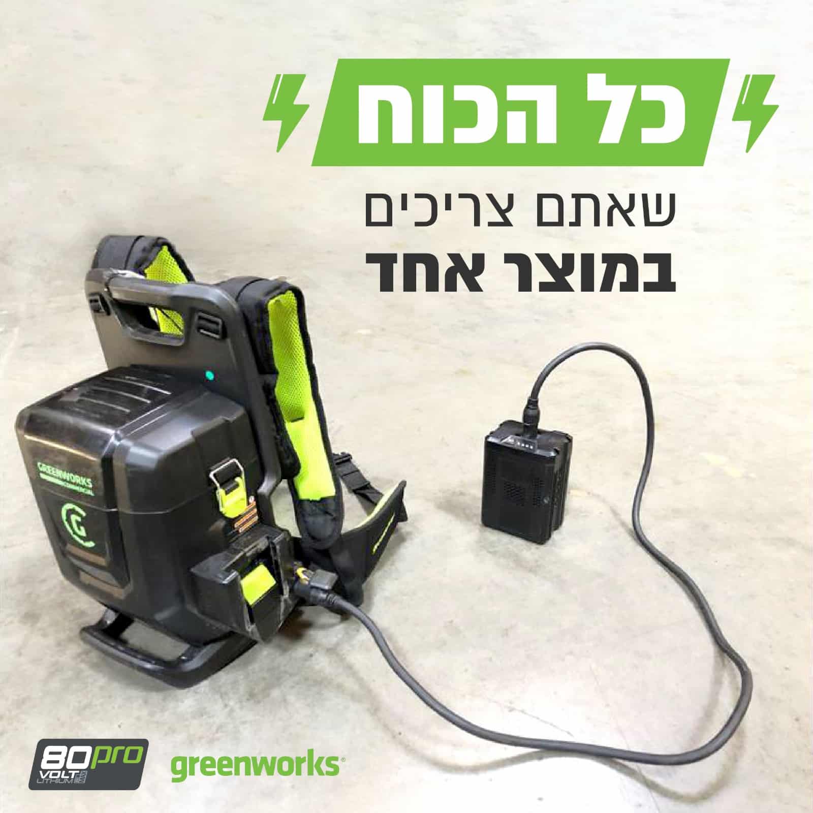 יחידת כח נישאת 80V PRO Dual Port + שתי סוללות 5.0Ah + מטען מהיר כפול Dual Port