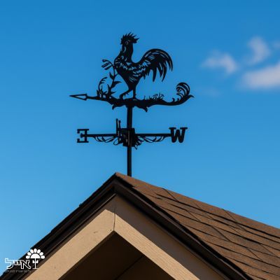 שבשבת רוחות עם דמות תרנגול מברזל | שחור - משתלת אייל