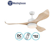 מאוורר תקרה דקורטיבי 52" | דגם Pierre לבן/עץ | כולל גוף תאורה מובנה