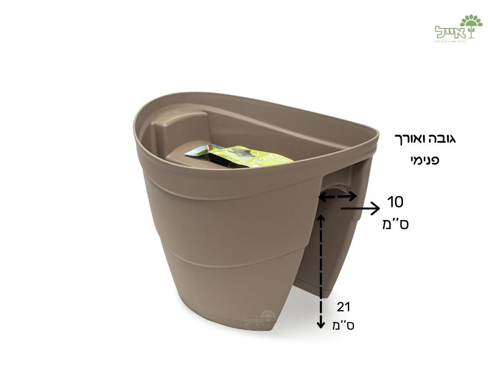 אדנית מעקה | חאקי | דגם לילך | 40 ס״מ