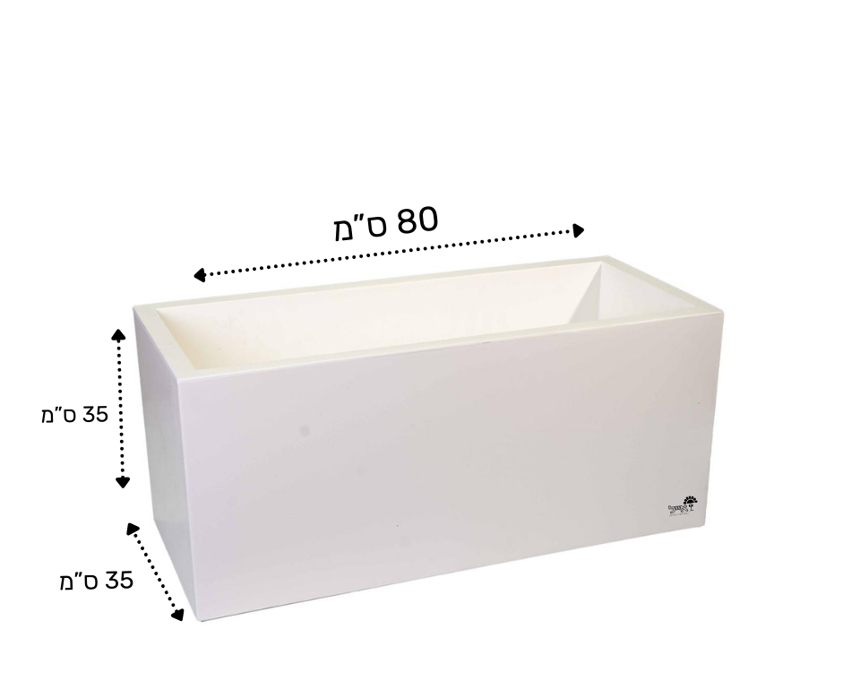 אדנית רוטו מלבני | לבן | 80X35X35