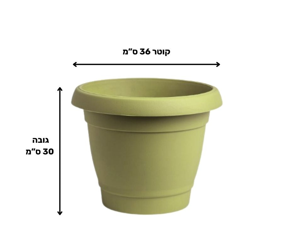עציץ כרמל | ירוק מרווה | קוטר 36 ס"מ | 17 ליטר של Eyal – מבט מקרוב על הפרטים