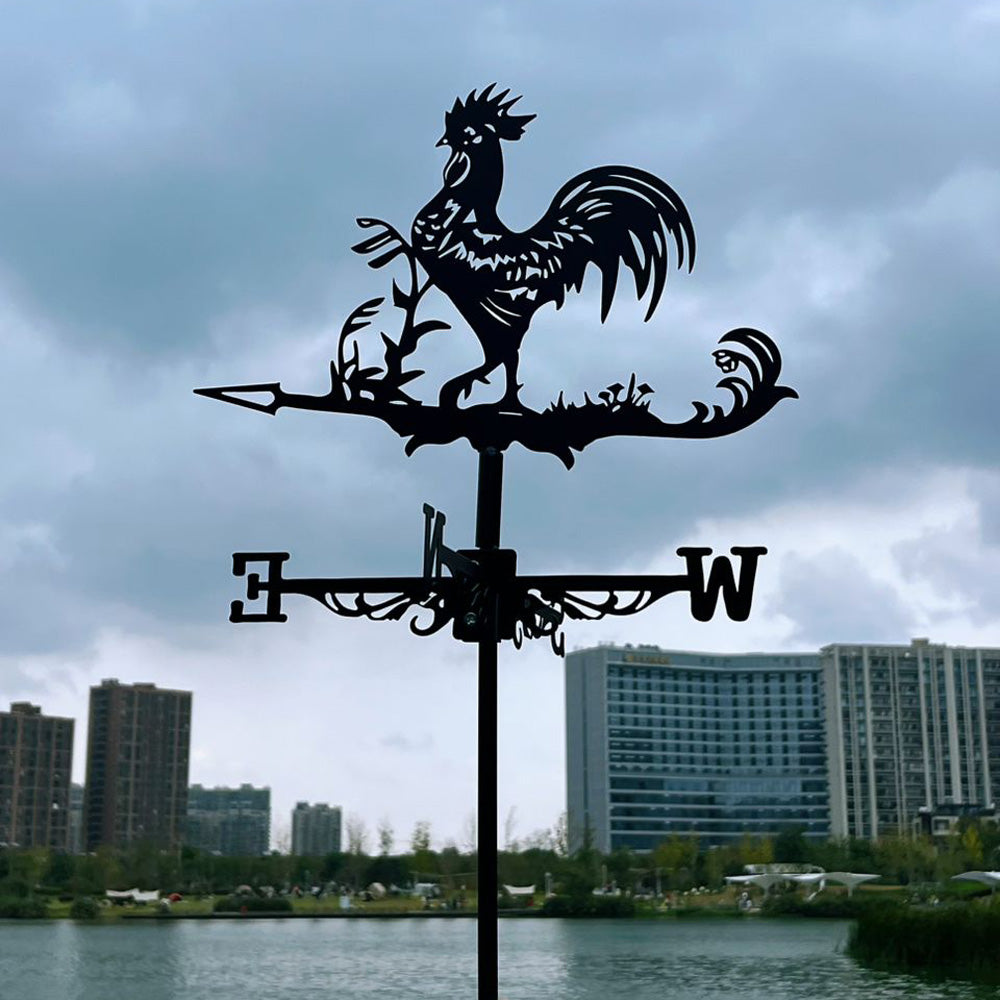 שבשבת רוחות עם דמות תרנגול מברזל | שחור - משתלת אייל