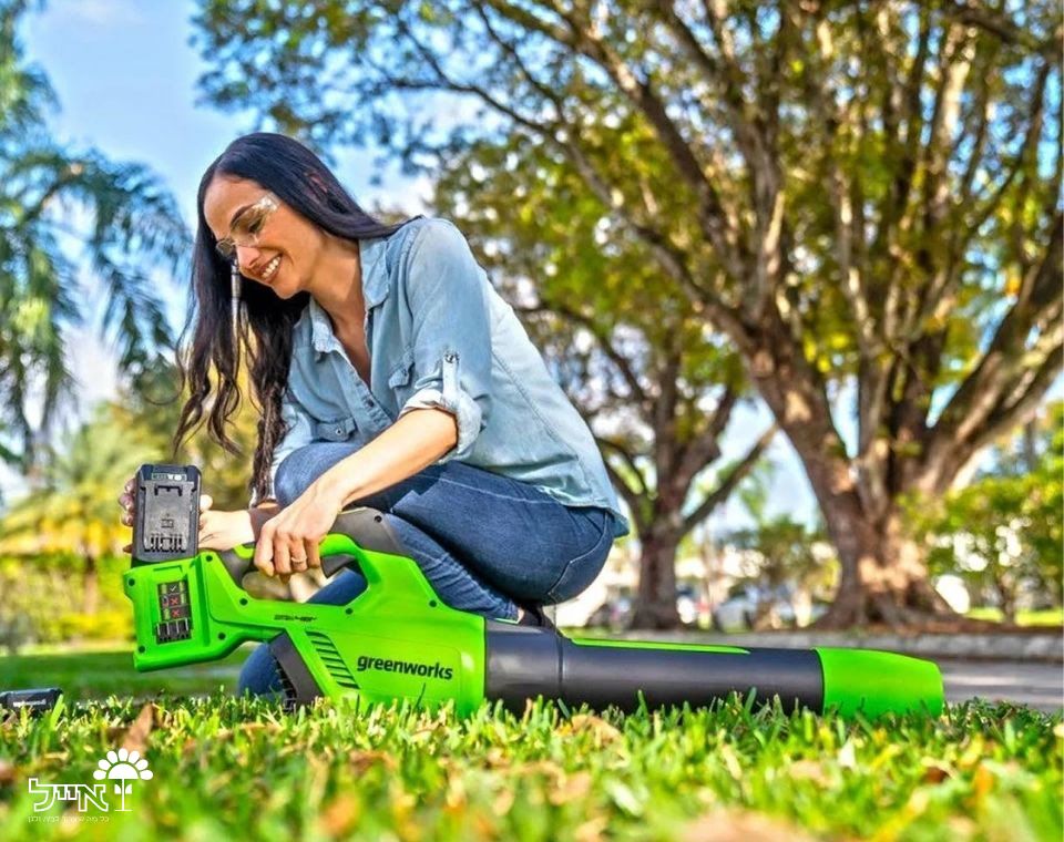 מפוח עלים 48V(2X24V) Brushless עם שתי סוללות 5.0Ah + שקע USB מטען מהיר Dual Port (4A) - משתלת אייל