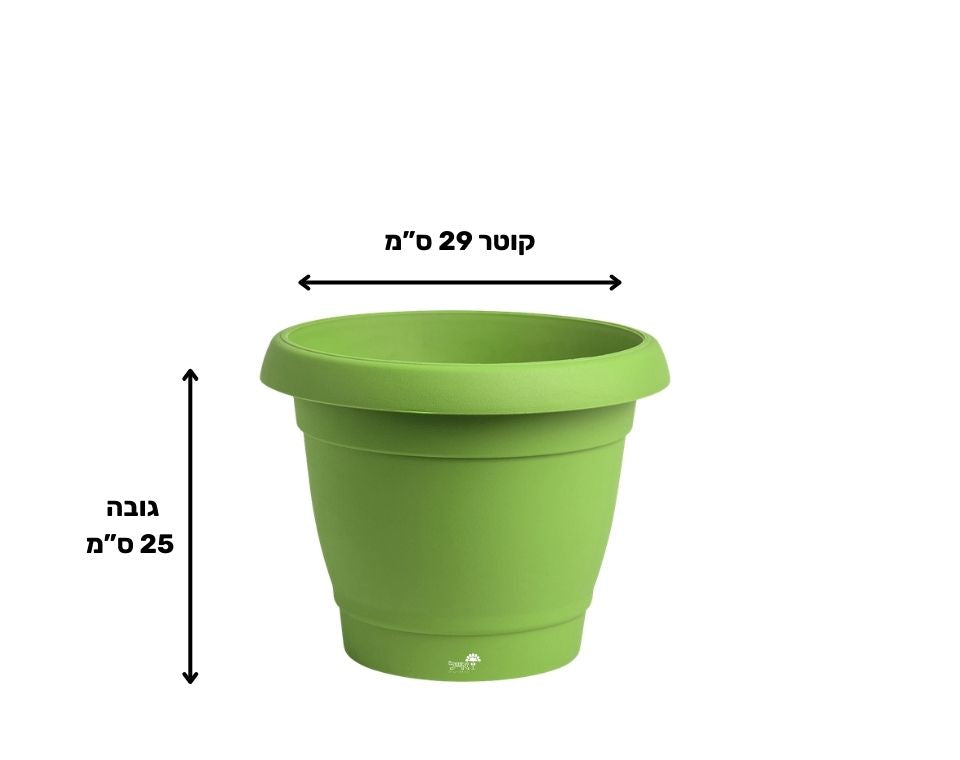 עציץ כרמל | ירוק בהיר | קוטר 29 ס"מ | 8 ליטר של Eyal – מבט מקרוב על הפרטים
