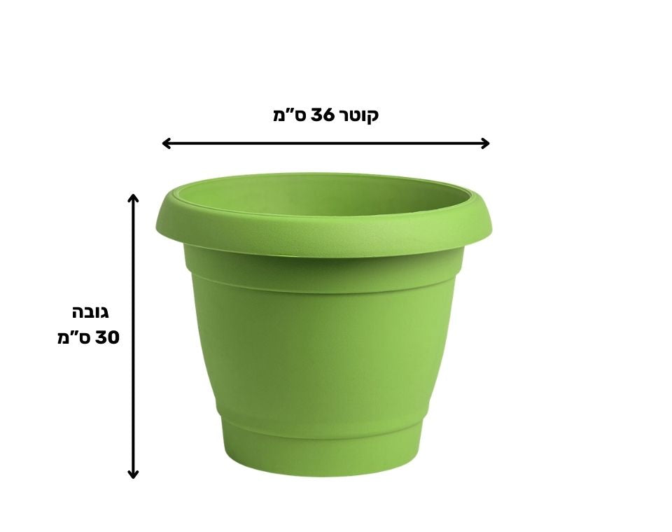 עציץ כרמל | ירוק בהיר | קוטר 36 ס"מ | 17 ליטר של Eyal – מבט מקרוב על הפרטים