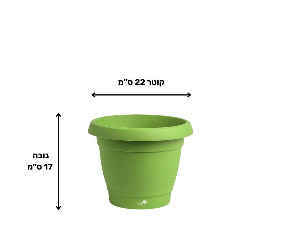 עציץ כרמל | ירוק בהיר | קוטר 22 ס"מ | 4 ליטר של Eyal – מבט מקרוב על הפרטים