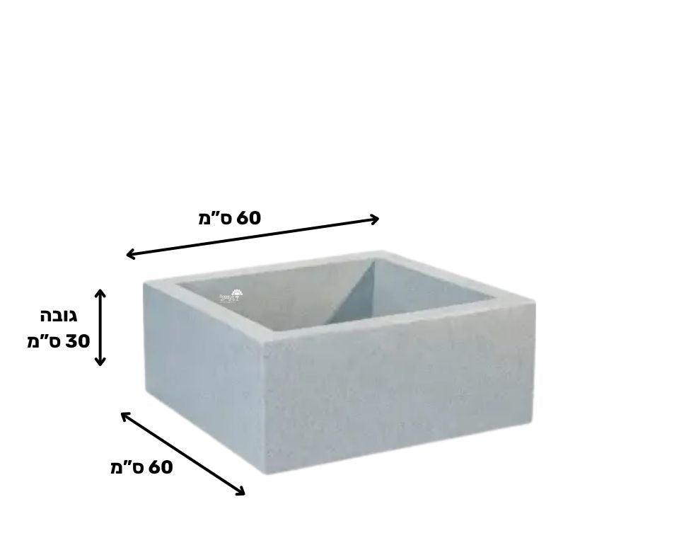 כד רוטו ריבועי נמוך | בטון | 60X60X30 ס''מ של Eyal – מבט מקרוב על הפרטים