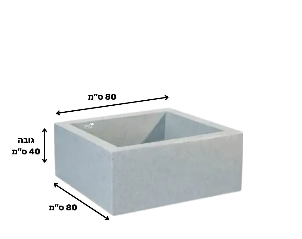 כד רוטו ריבועי נמוך | בטון | 80X80X40 ס''מ של Eyal – מבט מקרוב על הפרטים