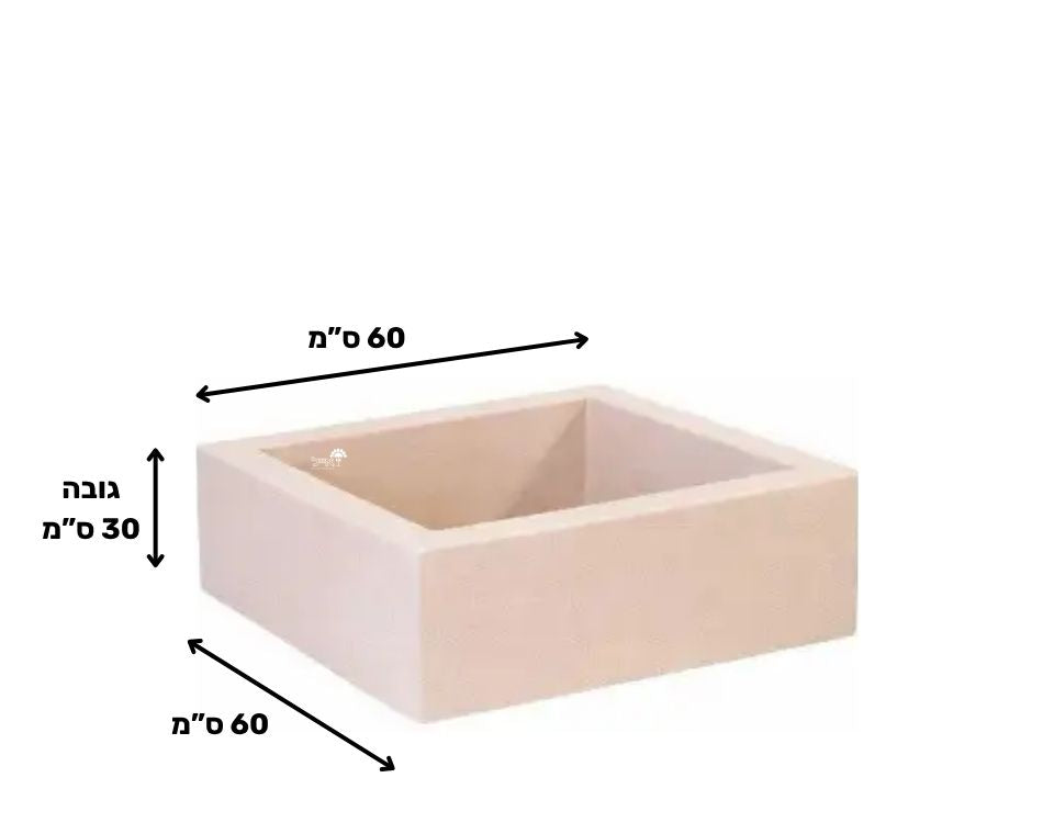כד רוטו ריבועי נמוך | אבן | 60X60X30 ס''מ של Eyal – מבט מקרוב על הפרטים