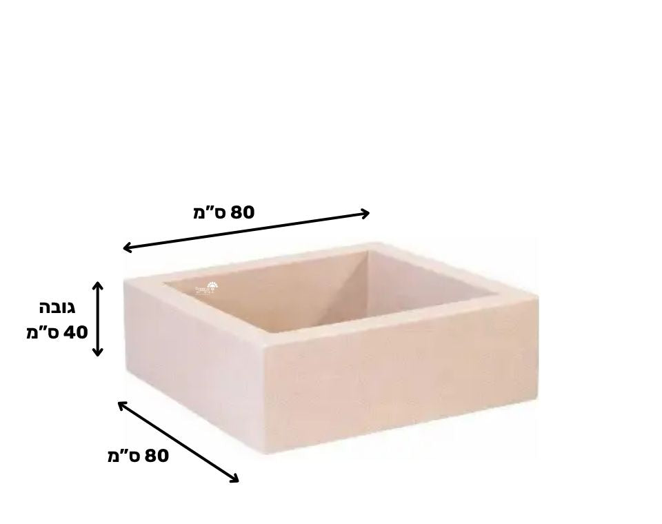 כד רוטו ריבועי נמוך | אבן | 80X80X40 ס''מ של Eyal – מבט מקרוב על הפרטים