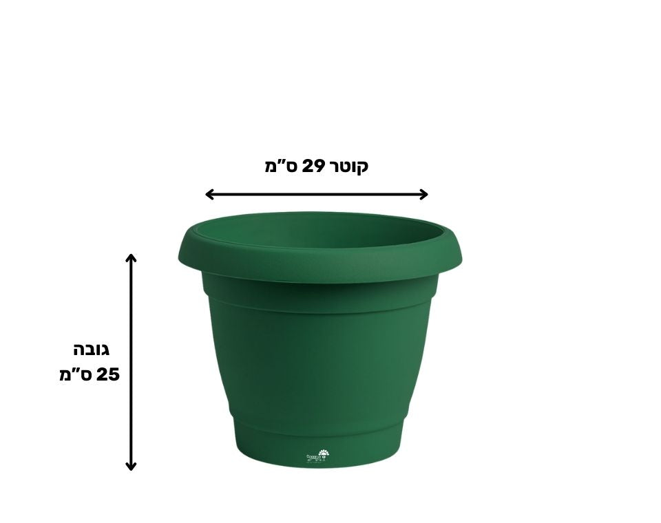 עציץ כרמל | ירוק כהה | קוטר 29 ס"מ | 8 ליטר של Eyal – מבט מקרוב על הפרטים