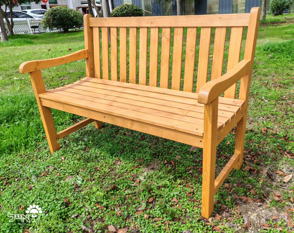 ספסל עץ עם מושב מרופד | 120X87 | ריפוד ירוק | דגם G-1001