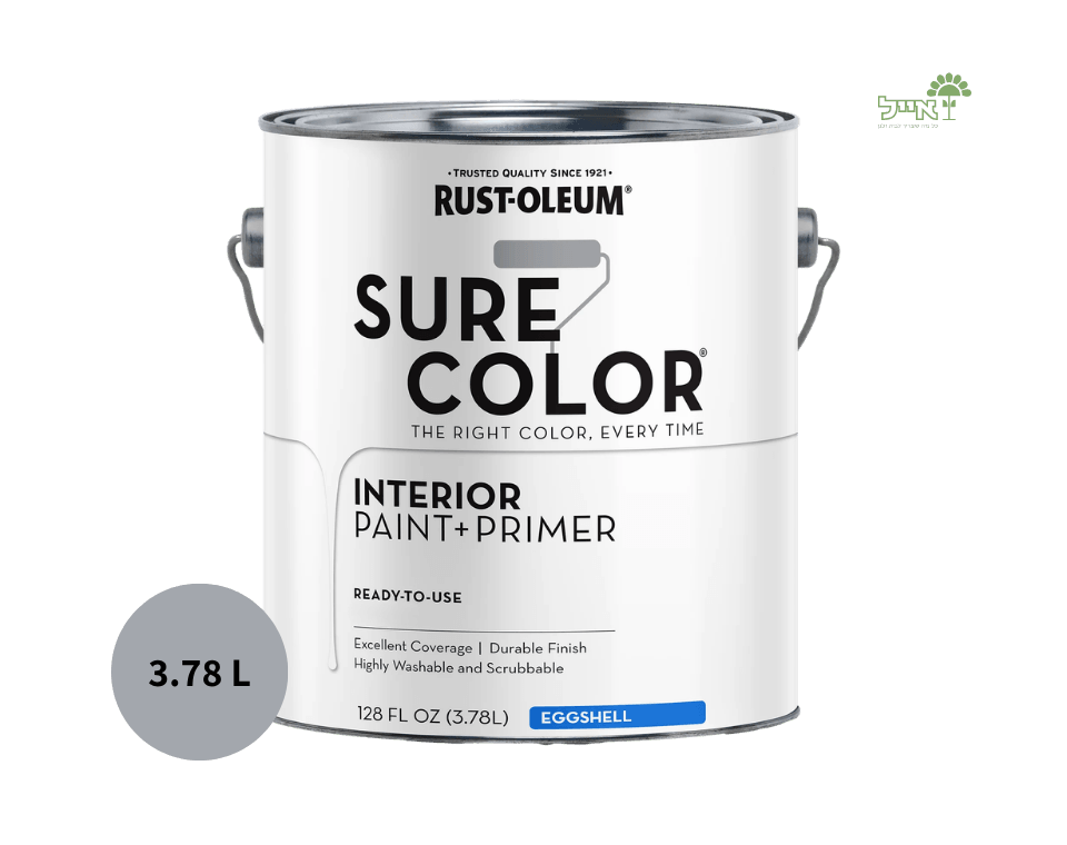 RUST-OLEUM | 3.78L | צבע משולב פריימר לקירות פנים | רחיץ | בכיסוי Egg-Shell
