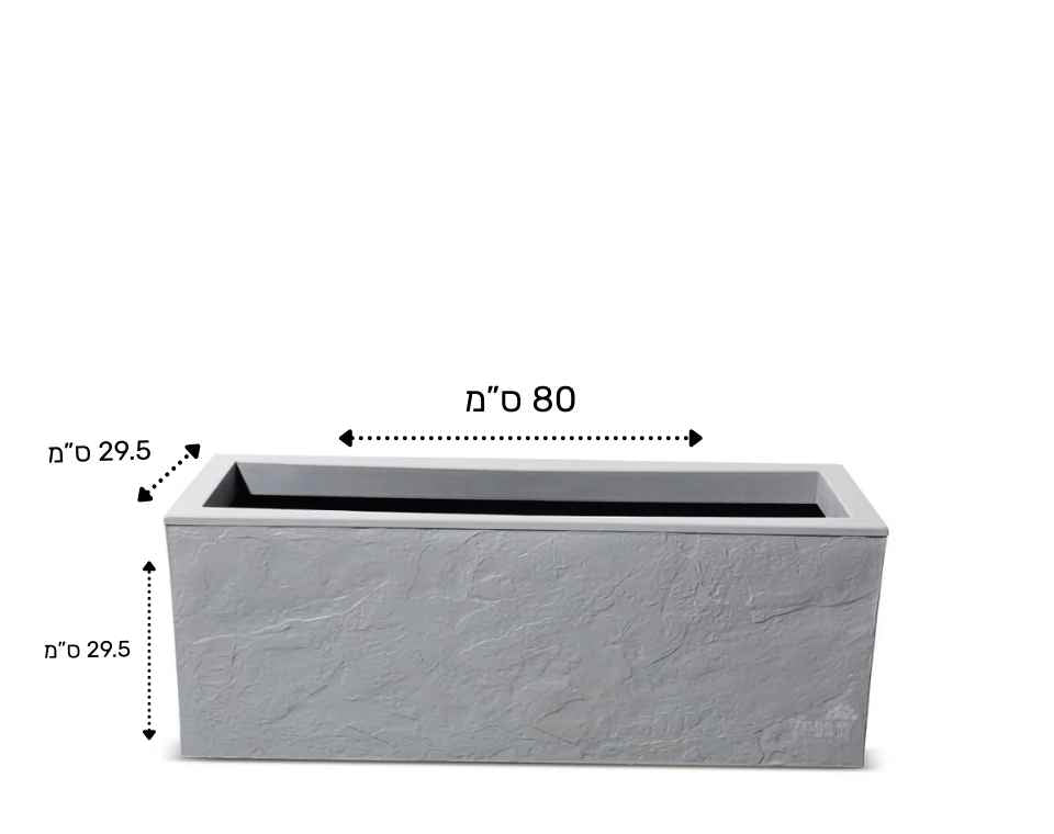 אדנית דמוי אבן | מידות 79.5X29.5X29.5 | אפור בהיר