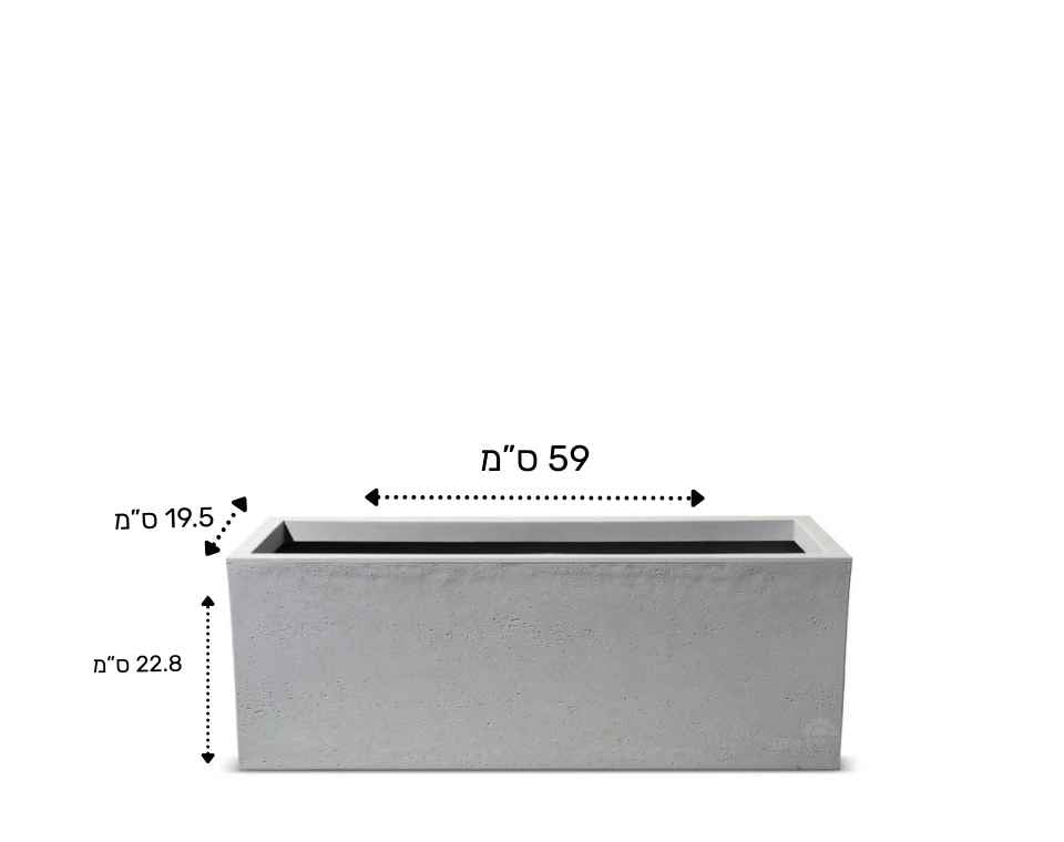 אדנית דמוי בטון | 59X19.5X22.8 | אפור בהיר