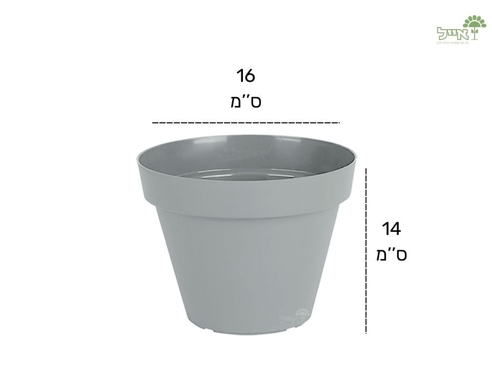 עציץ אביב | אפור בהיר | קוטר 16 ס"מ