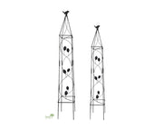 זוג מתקני הדליה מעוטרים לתמיכת צמחים | 100 + 80 | דגם 0020 | שחור