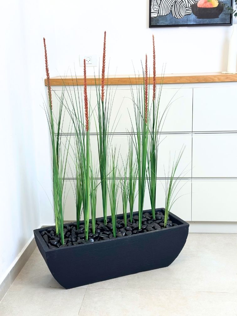 עציץ מלאכותי עשבוני פאמפס | באדנית גונדולה קטנה | גובה 1.30 מטר