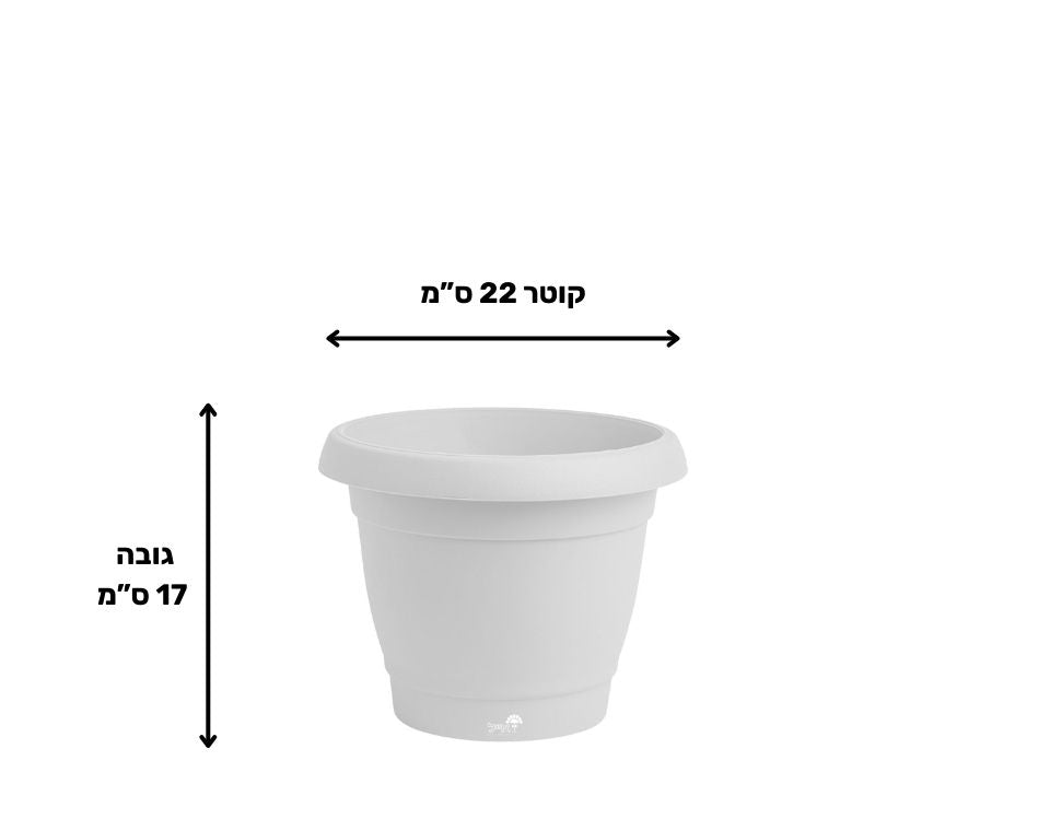 עציץ כרמל | לבן | קוטר 22 ס"מ | 4 ליטר של Eyal – מבט מקרוב על הפרטים