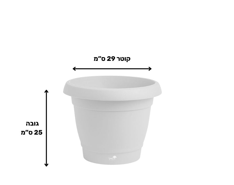 עציץ כרמל | לבן | קוטר 29 ס"מ | 8 ליטר של Eyal – מבט מקרוב על הפרטים
