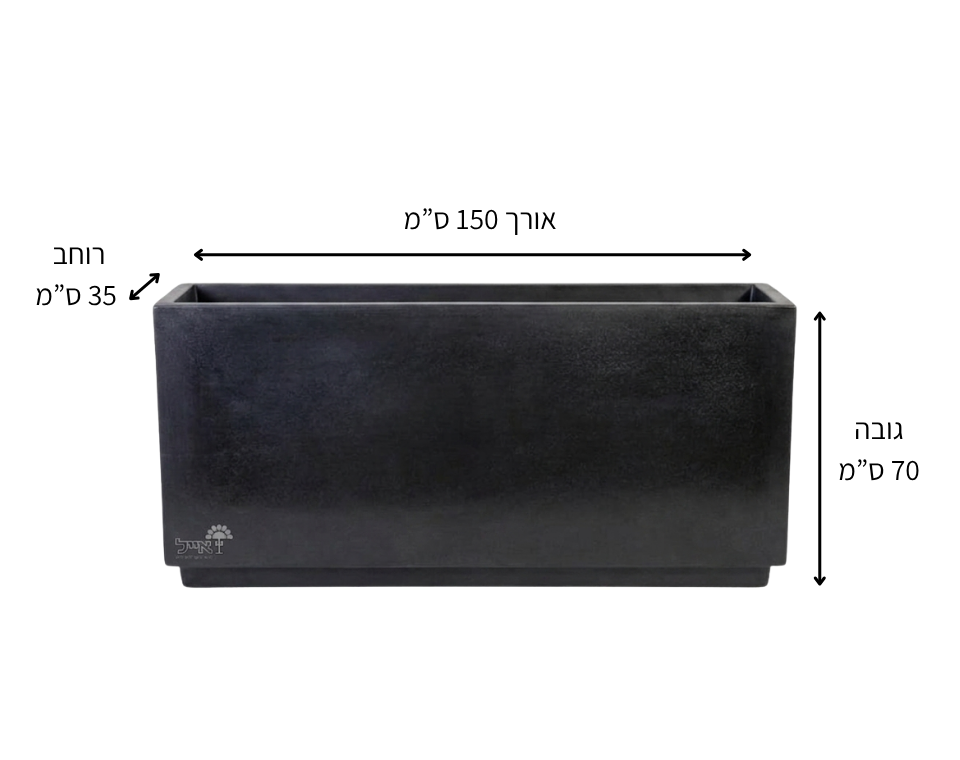 אדנית רוטו רחב גבוה | פחם | 150X35X70