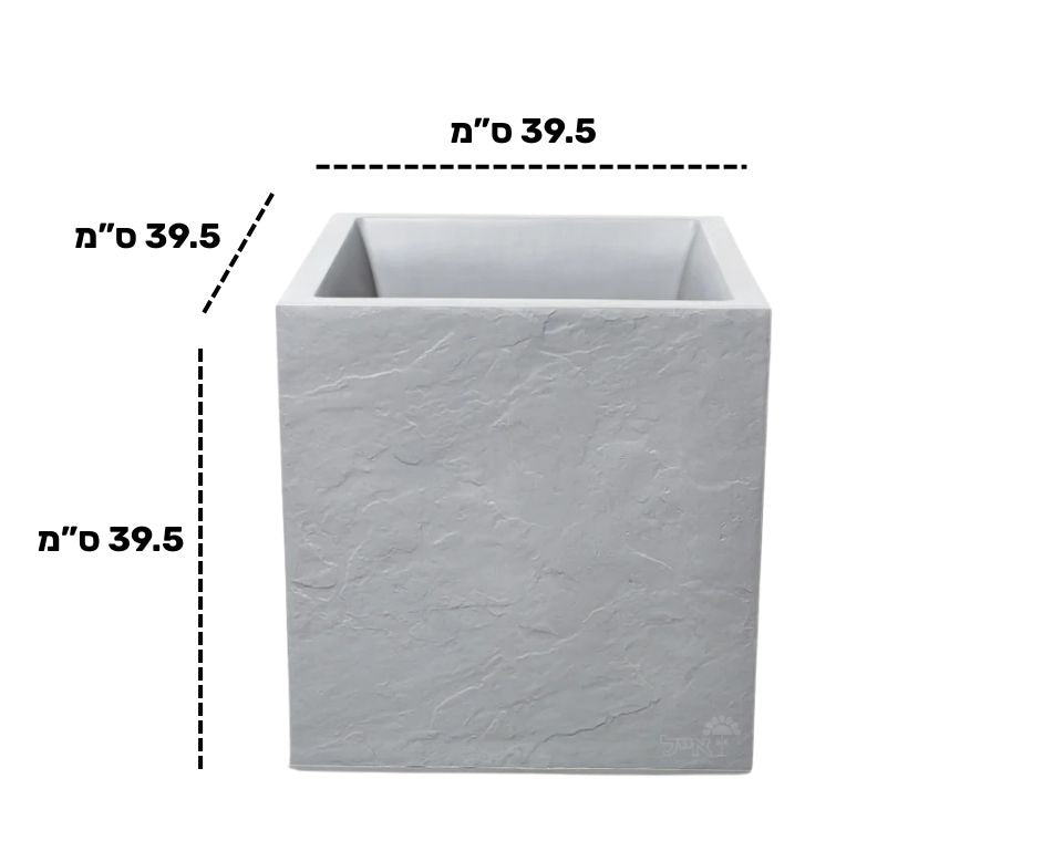 אדנית דמוי אבן | מידות 39.5X39.5X39.5 | אפור בהיר