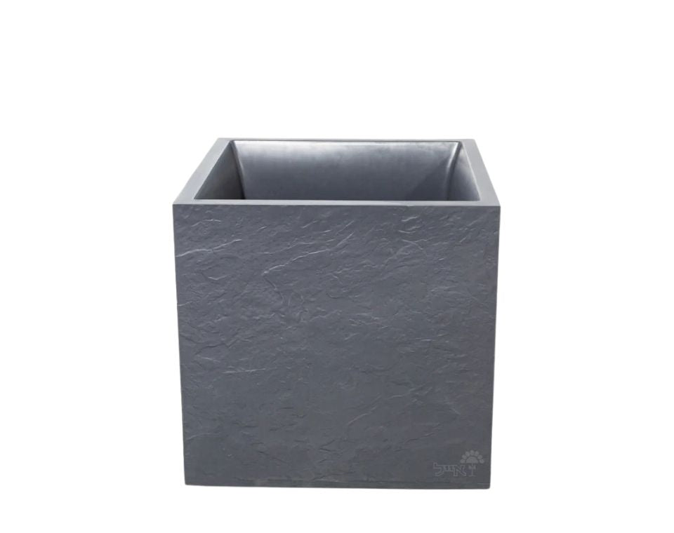 אדנית דמוי אבן | מידות 39.5X39.5X39.5 | אפור כהה