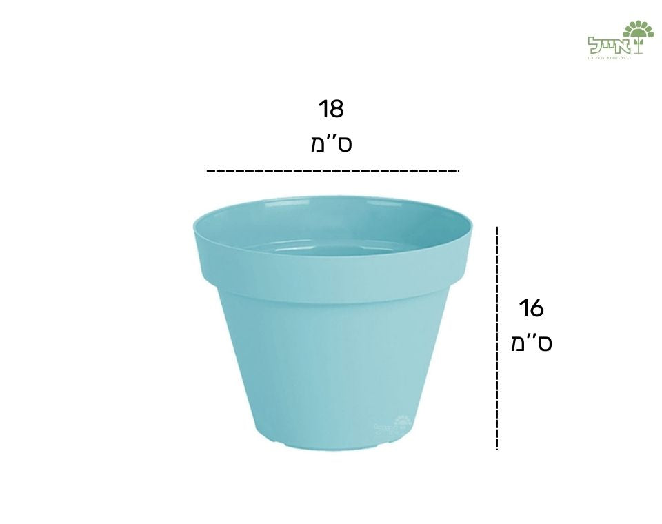 עציץ אביב | תכלת | קוטר 18 ס"מ