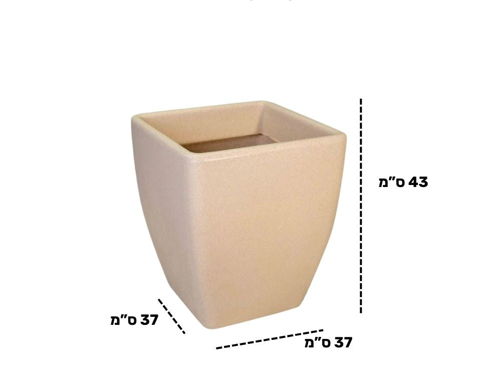 כד מרובע חלק קטן | 37X37X43 | אבן