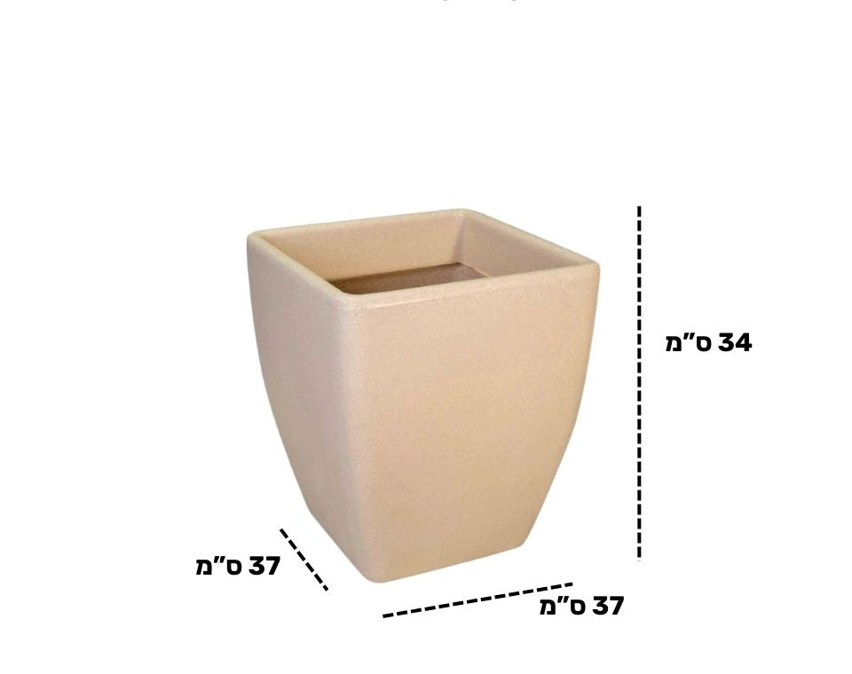 כד מרובע חלק קטן | 30X30X34 | אבן
