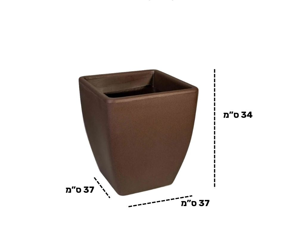 כד מרובע חלק קטן | 30X30X34 | חום