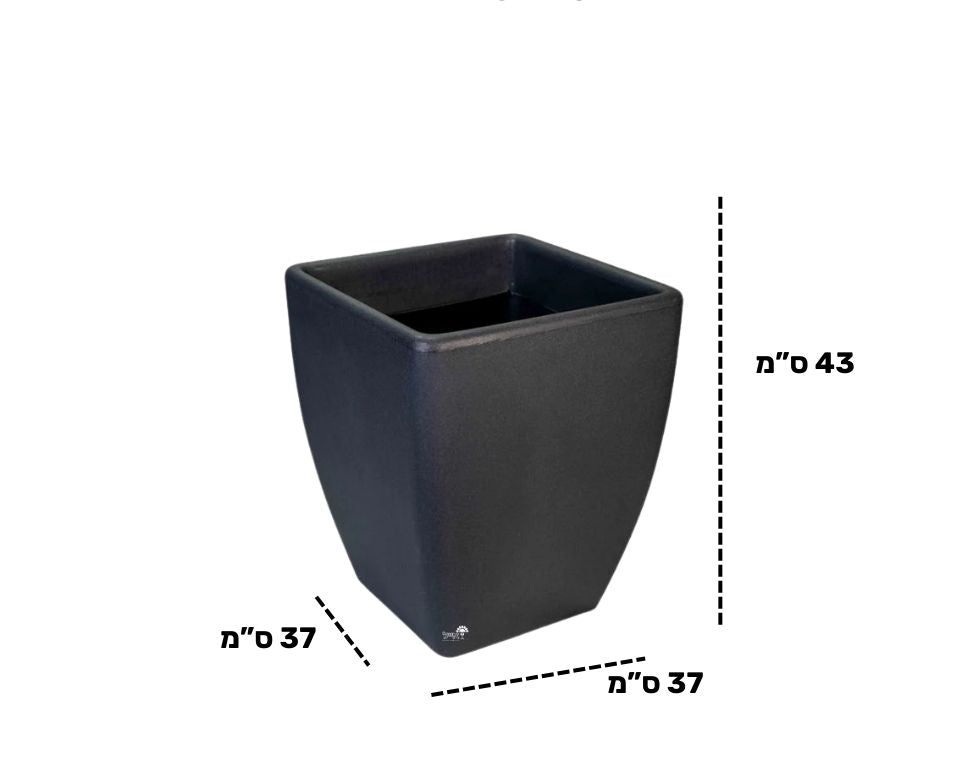 כד מרובע חלק קטן | 37X37X43 | פחם