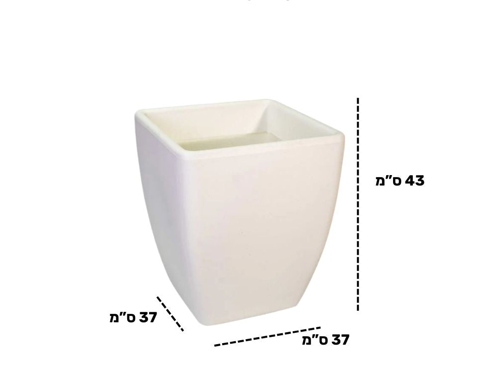 כד מרובע חלק קטן | 37X37X43 | לבן