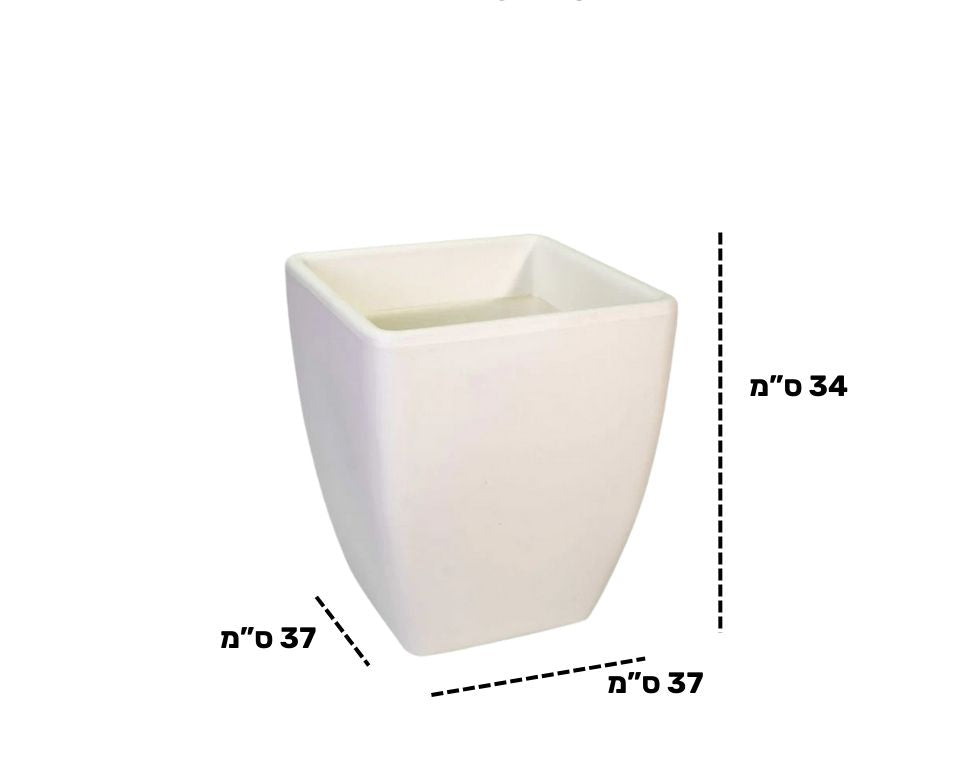 כד מרובע חלק קטן | 30X30X34 | לבן