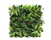 קיר ירוק מתכוונן - עלה משולב פרחים ורודים | 50/50 ס״מ