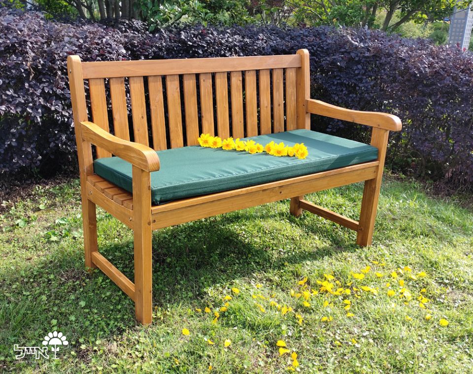 ספסל עץ עם מושב מרופד | 120X87 | ריפוד ירוק | דגם G-1001