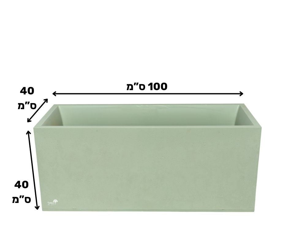 אדנית דמוי בטון | מידות 100X40X40 | ירוק מרווה של EDA – מבט מקרוב על הפרטים