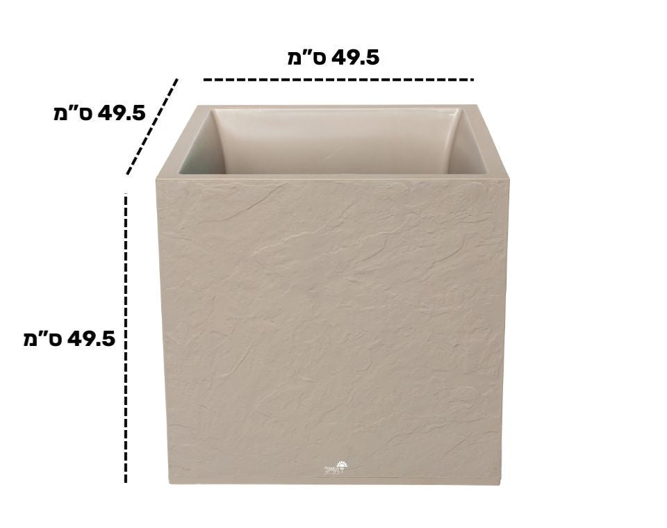 אדנית דמוי בטון | מידות 49.5X49.5X49.5 | בז' של EDA – מבט מקרוב על הפרטים