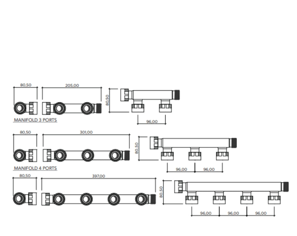 סעפת מניפולד רקורד | 2 יציאות | 1"