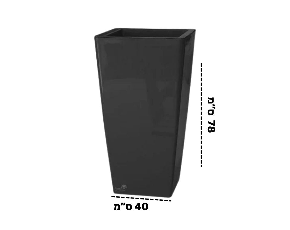 כד רומא מרובע | 40X40 | גובה 78 ס''מ | שחור