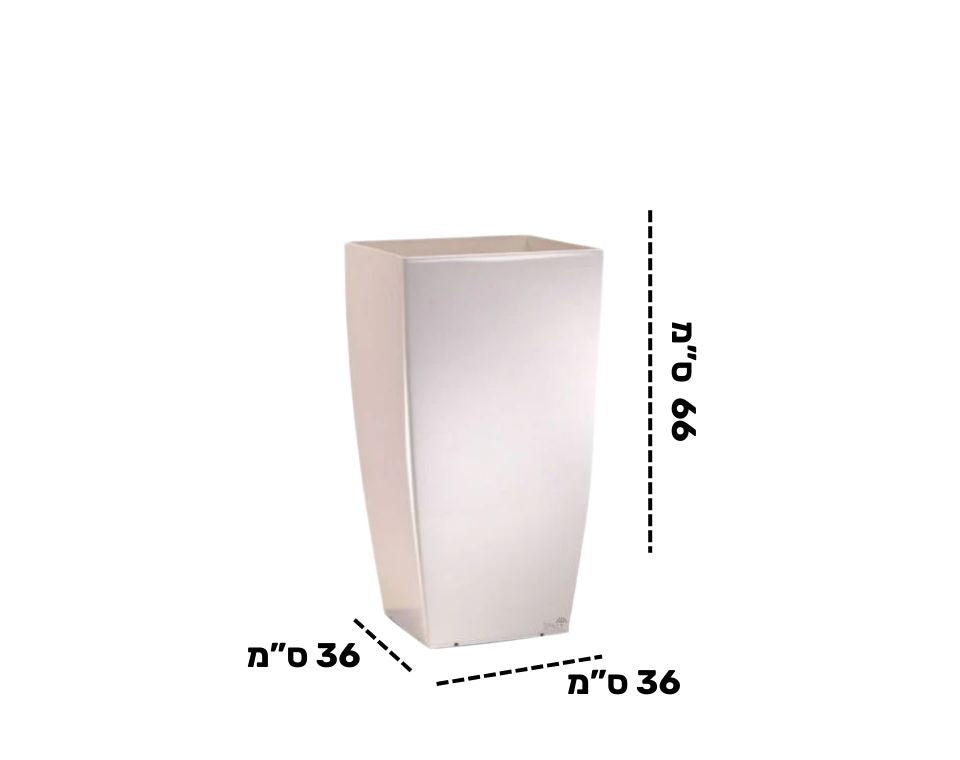 כד טטרה מבריק | 36X36 ס''מ | גובה 66 ס''מ | לבן - משתלת אייל