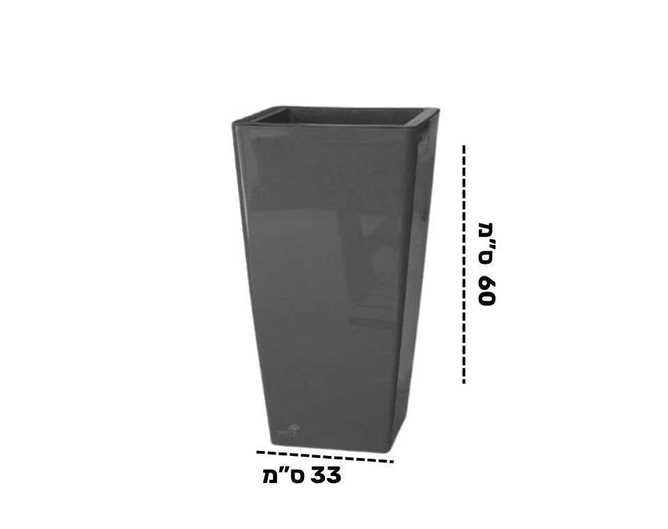 כד רומא מרובע | 33X33 | גובה 60 ס''מ | פחם - משתלת אייל