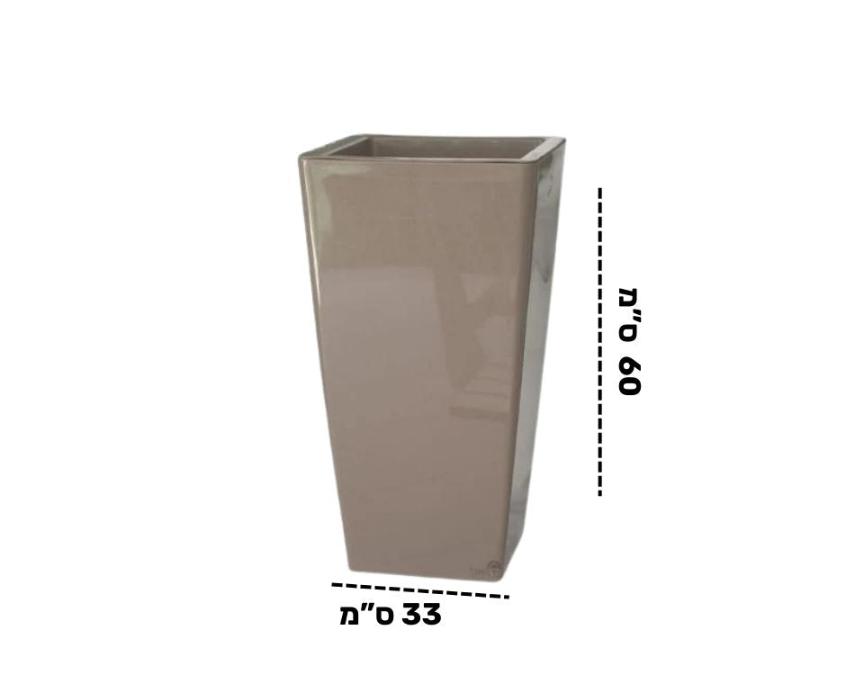 כד רומא מרובע | 33X33 | גובה 60 ס''מ | חאקי - משתלת אייל