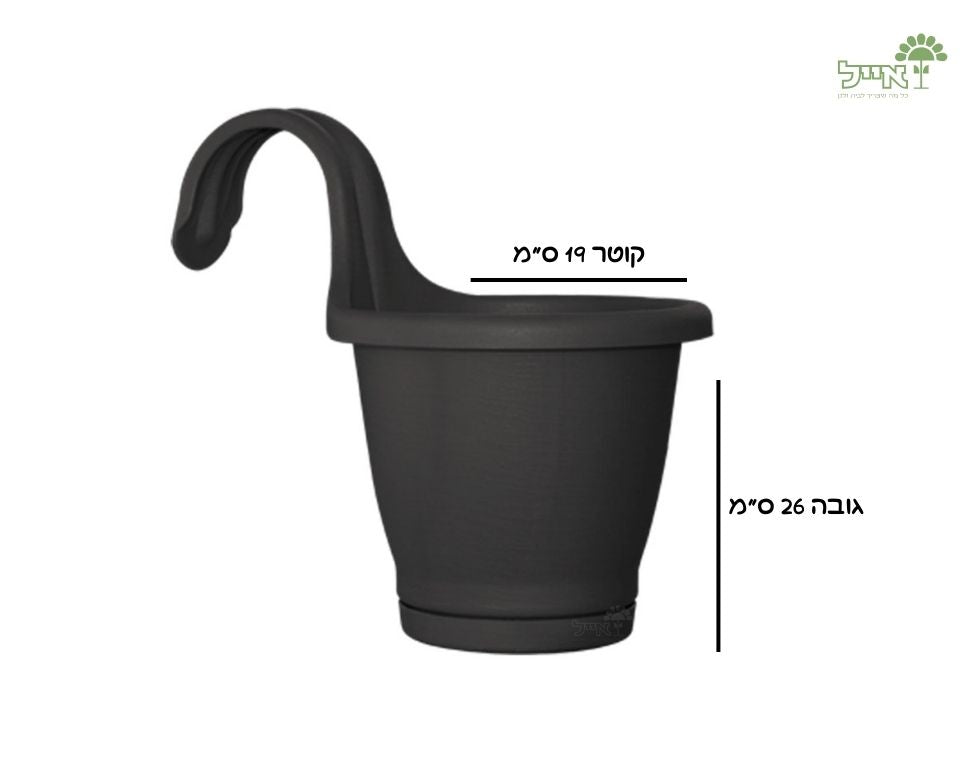 אדנית מעקה | פחם | 19 ס״מ