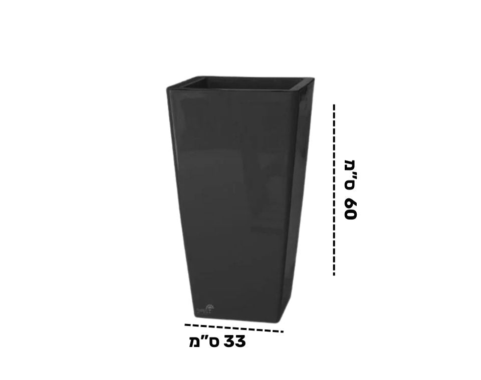 כד רומא מרובע | 33X33 | גובה 60 ס''מ | שחור - משתלת אייל