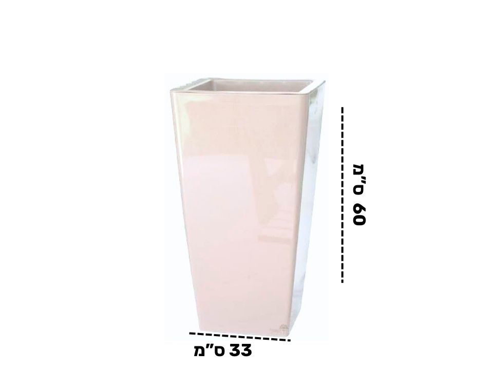 כד רומא מרובע | 33X33 | גובה 60 ס''מ | לבן - משתלת אייל