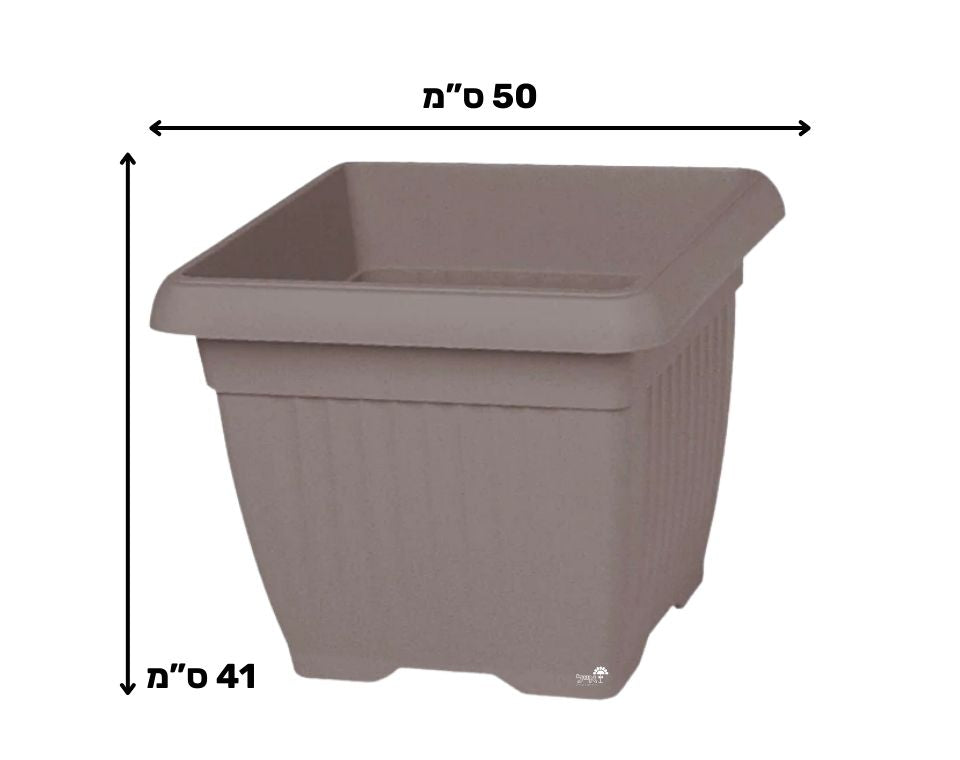 עציץ מרובע דמוי חרס | 60 ליטר | 50X41 | חאקי