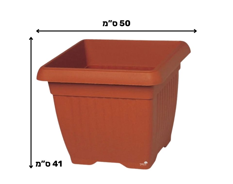 עציץ מרובע דמוי חרס | 60 ליטר | 50X41 | טרקוטה